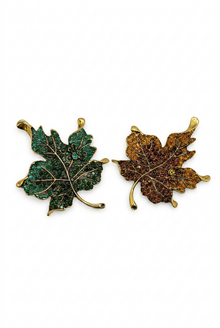 Flowers & Nature collection – Sparkling Crystal Maple Leaf Brooch at Petit Détail Lebanon