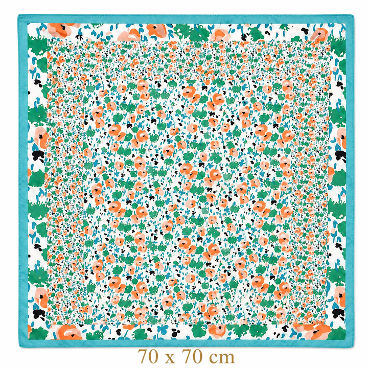 Turquoise Floral Square Scarf Petit Détail Lebanon