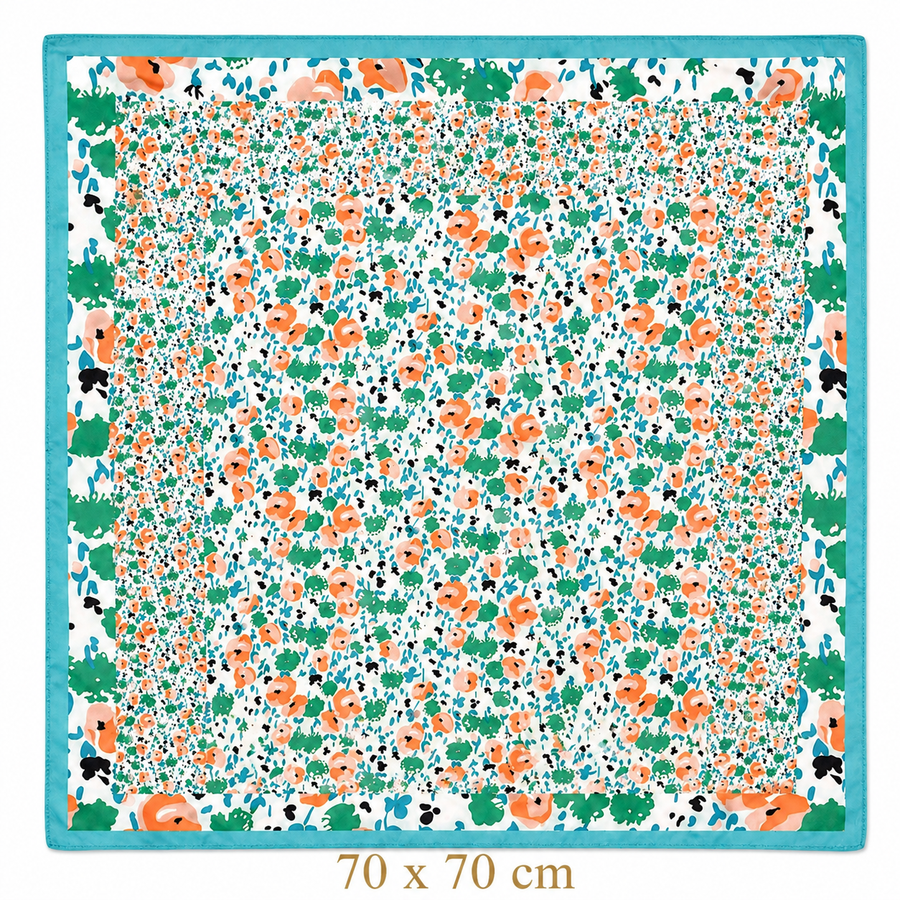 Turquoise Floral Square Scarf Petit Détail Lebanon