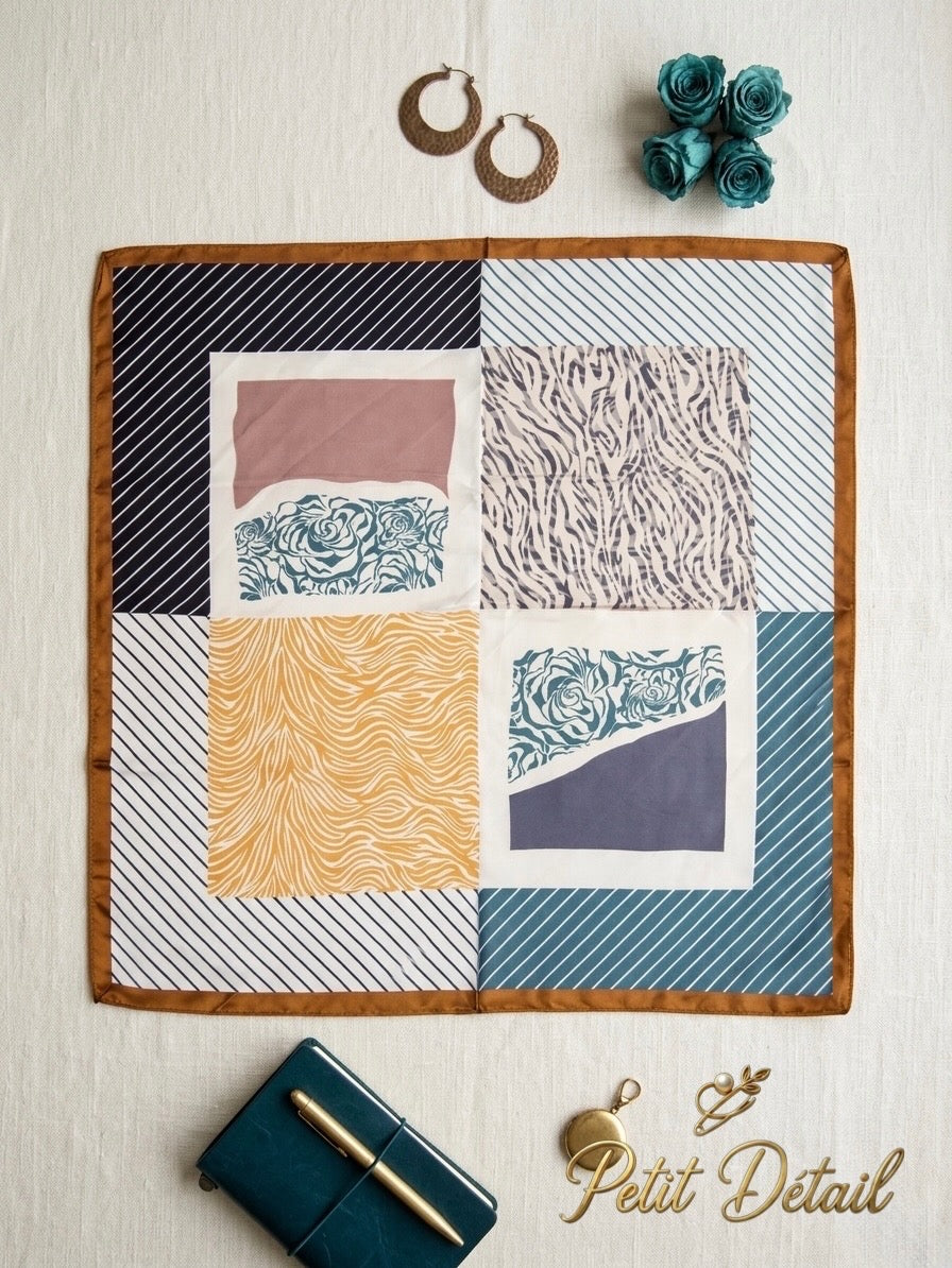 Elegant Patchwork Square Scarf Petit Détail Lebanon