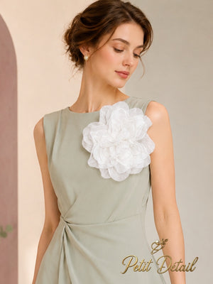 Handmade Ivory Organza Peony Flower – 18 cm | Bridal Couture Flower | Made in Lebanon