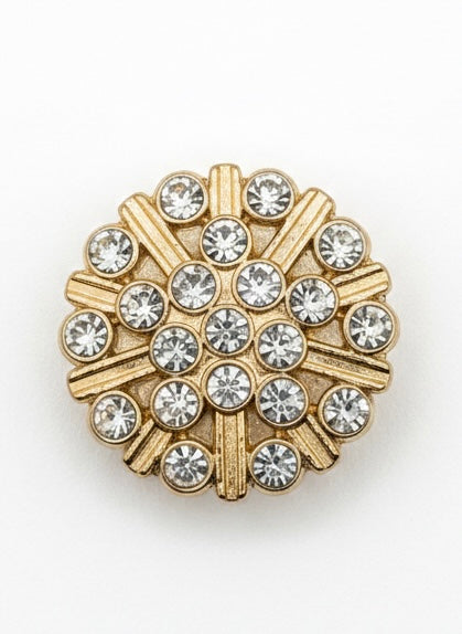 Gold Crystal Sunburst Button Cover | Radiant Cache-Bouton Shirt Jewelry