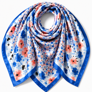 Blue Floral Square Scarf Petit Détail Lebanon