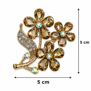 Crystal Daisy Bouquet Brooch Gold Petit Détail Lebanon