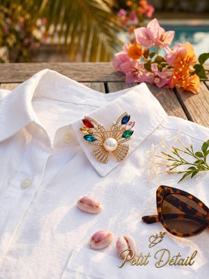 Pearl Crystal Bow Brooch Petit Détail Lebanon