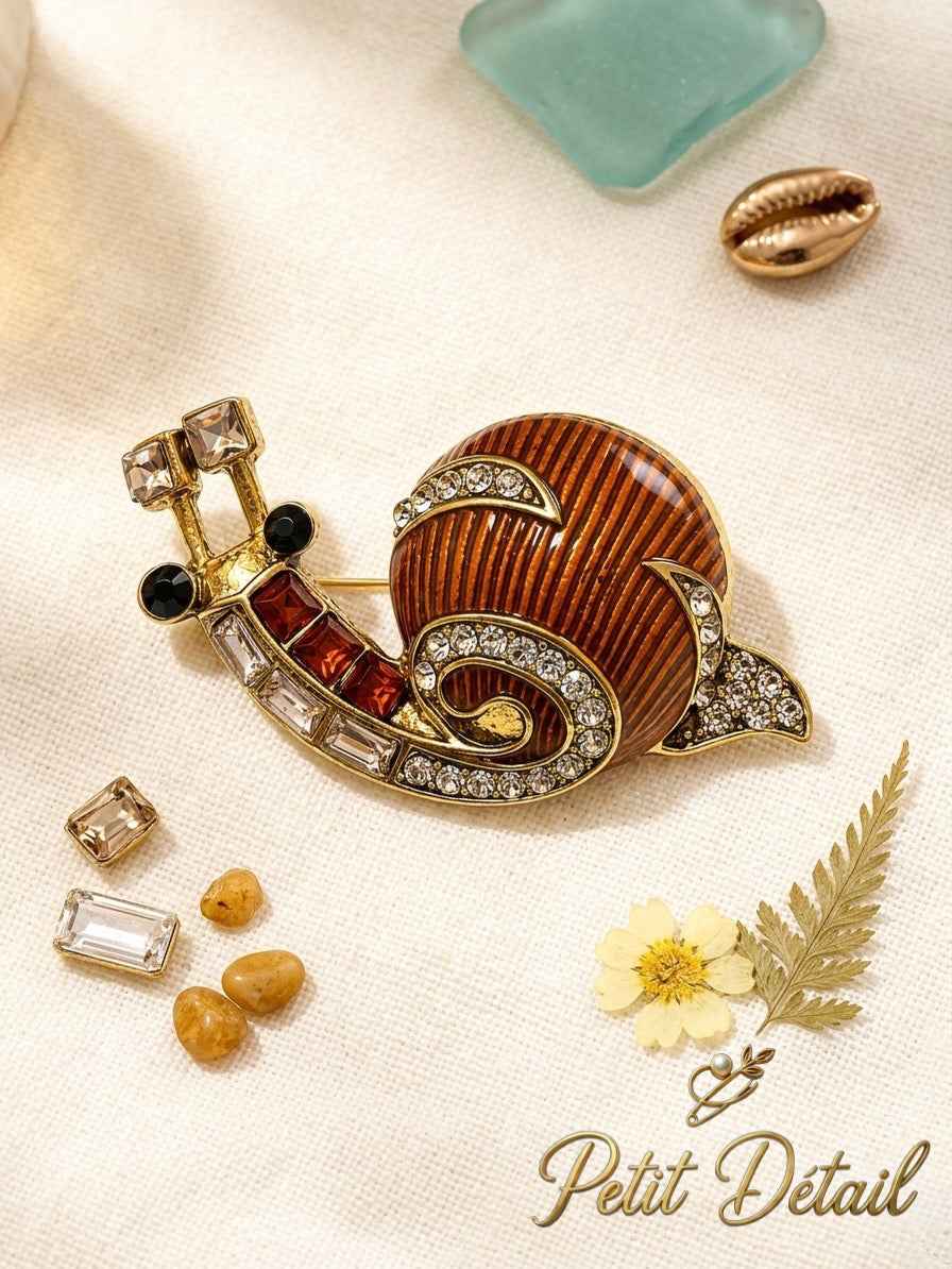 Amber Crystal Snail Brooch Petit Détail Lebanon