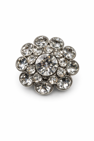 Silver Crystal Sunburst Jewel Button (Sew-On)