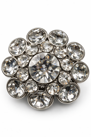 Silver Crystal Sunburst Jewel Button (Sew-On)