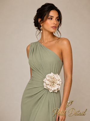 Handmade Champagne Pearl Textile Flower – 15 cm | Couture Fabric Flower | Made in Lebanon