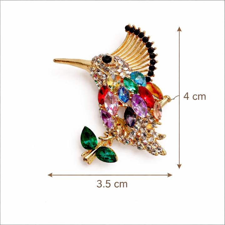 Rainbow Crystal Bird Brooch Petit Détail Lebanon