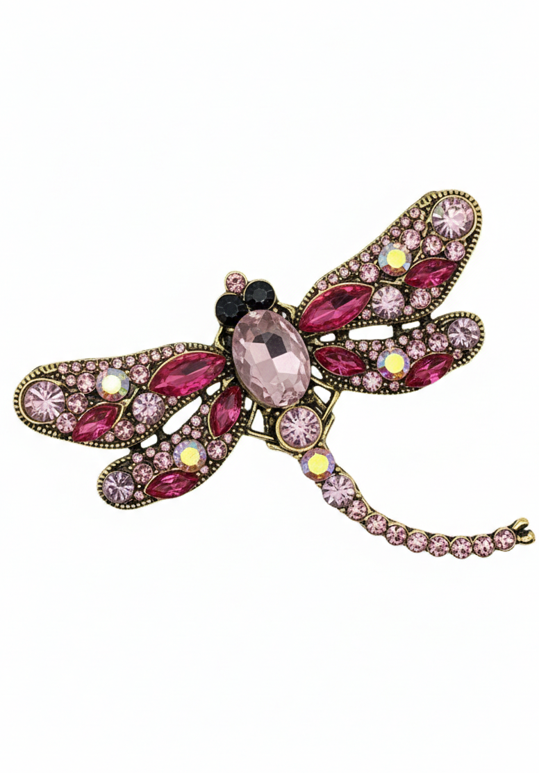Crystal Dragonfly Statement Brooch – Available in 5 Colors