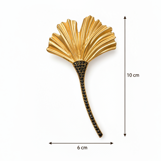 Golden Ginkgo Statement Brooch Petit Détail Lebanon