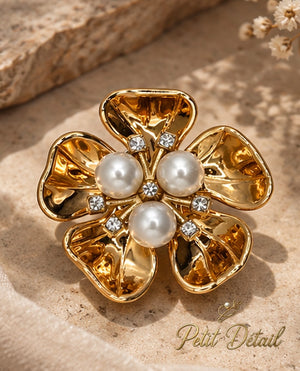 Gold Pearl Flower Button Cover Petit Détail Lebanon