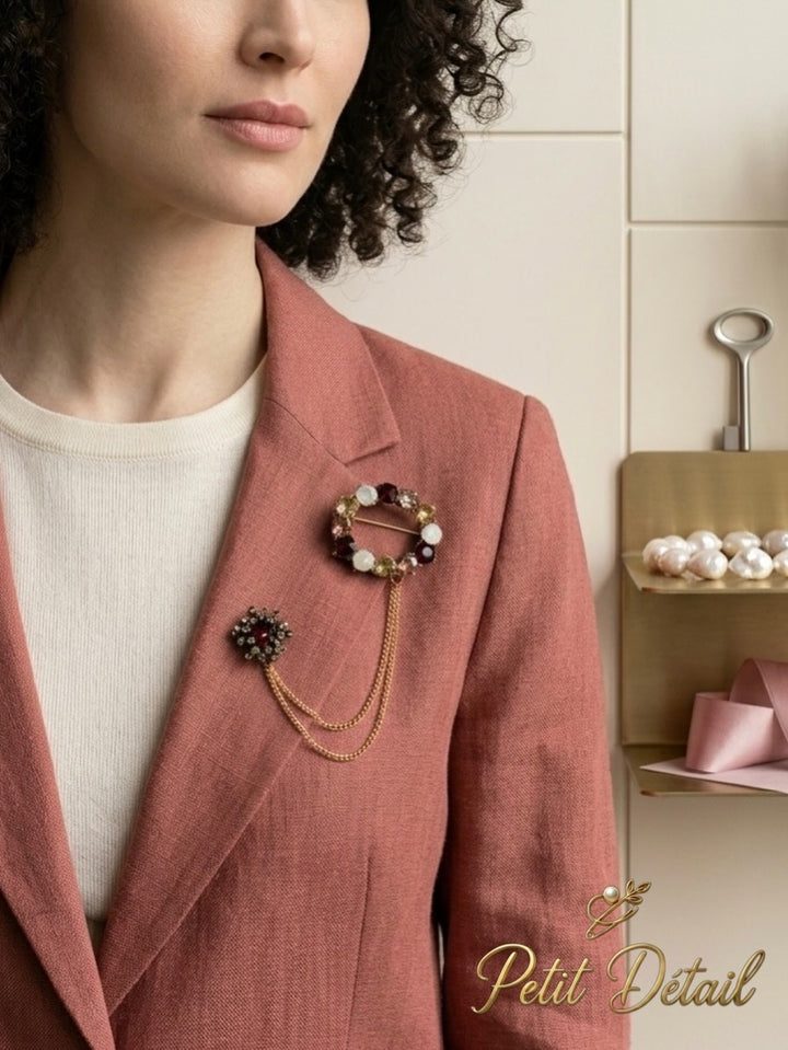 Crystal Circle Chatelaine Brooch Petit Détail Lebanon