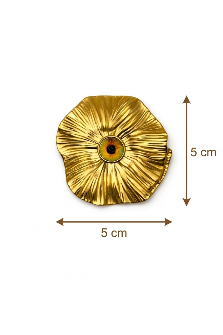 Surrealist Gold Eye Flower Brooch Petit Détail Lebanon