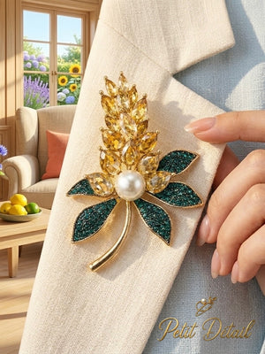 Pearl Floral Crystal Brooch Petit Détail Lebanon