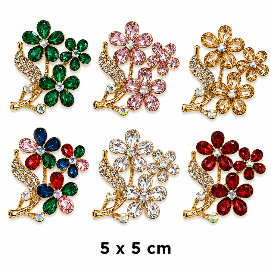 Crystal Daisy Bouquet Brooch Petit Détail Lebanon