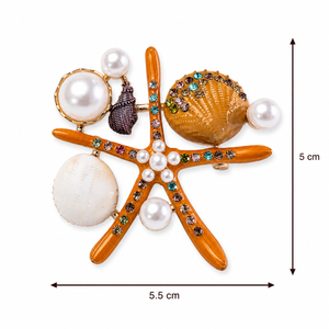 Pearl Starfish Shell Brooch orange Petit Détail Lebanon