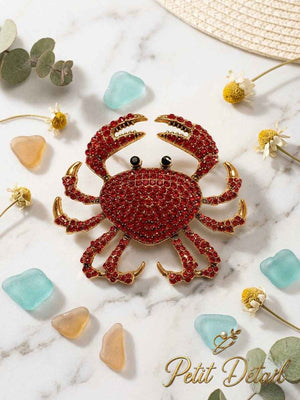 Red Crystal Crab Brooch Petit Détail Lebanon