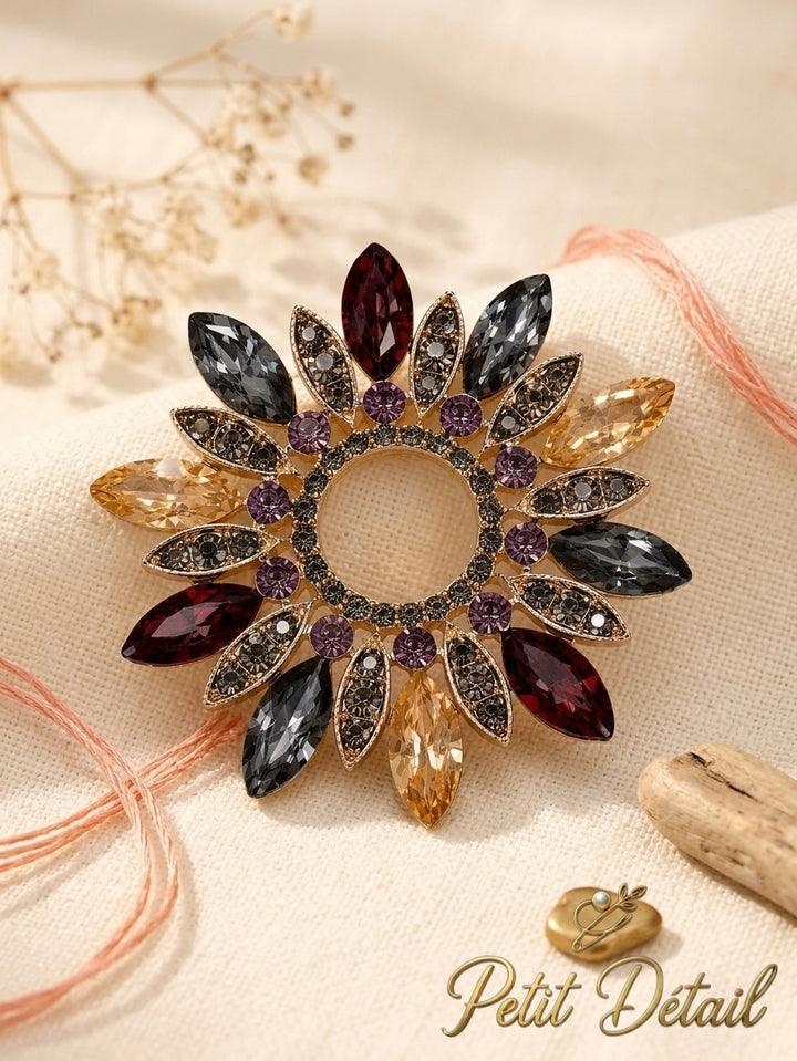 Multicolor Crystal Wreath Brooch Petit Détail Lebanon