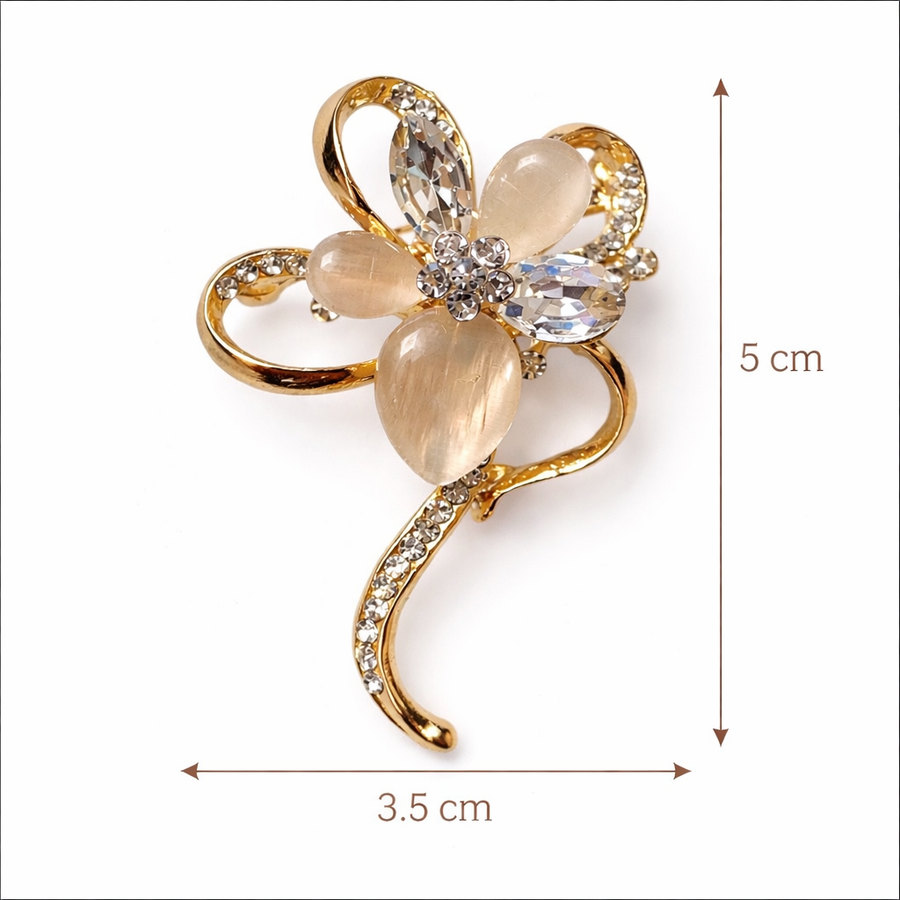 Champagne Crystal Flower Brooch Default Title Petit Détail Lebanon