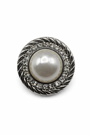 Silver Rope & Pearl Jewel Button (Sew-On)
