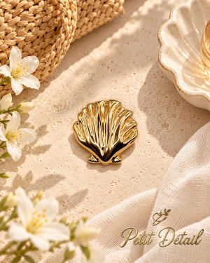 Sculptural Shell Gold Brooch