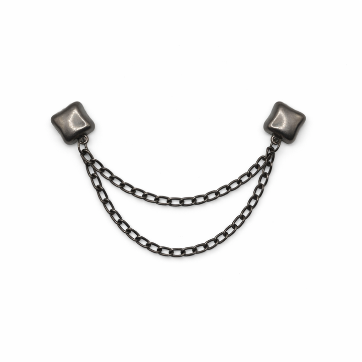 Dark Silver Square Magnetic Double Chain Sleeve Holder Petit Détail Lebanon