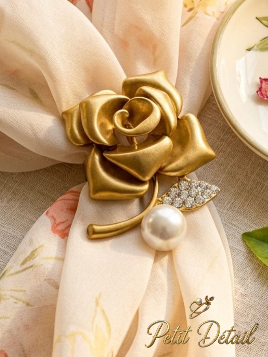 Golden Rose Pearl Brooch Petit Détail Lebanon