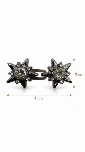 Star Rhinestone Waist Adjusters – Gold & Dark Silver Dark Silver Petit Détail Lebanon