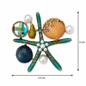 Pearl Starfish Shell Brooch green Petit Détail Lebanon