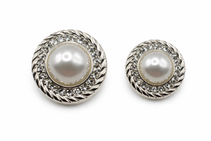 Silver Rope & Pearl Jewel Button (Sew-On)