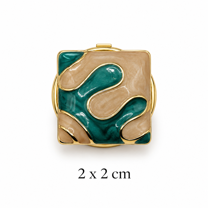 Teal & Ivory Wave Button Cover Petit Détail Lebanon