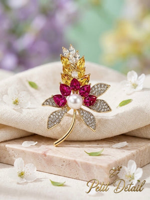 Pearl Floral Crystal Brooch Petit Détail Lebanon