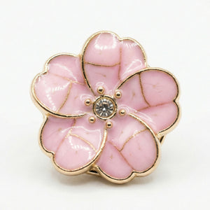 Sakura Enamel & Crystal Button Covers | Cherry Blossom Shirt Clips (2 cm)