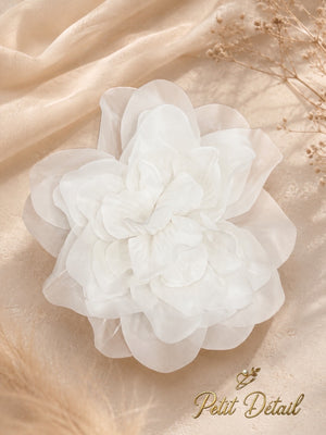 Handmade Ivory Organza Peony Flower – 18 cm | Bridal Couture Flower | Made in Lebanon