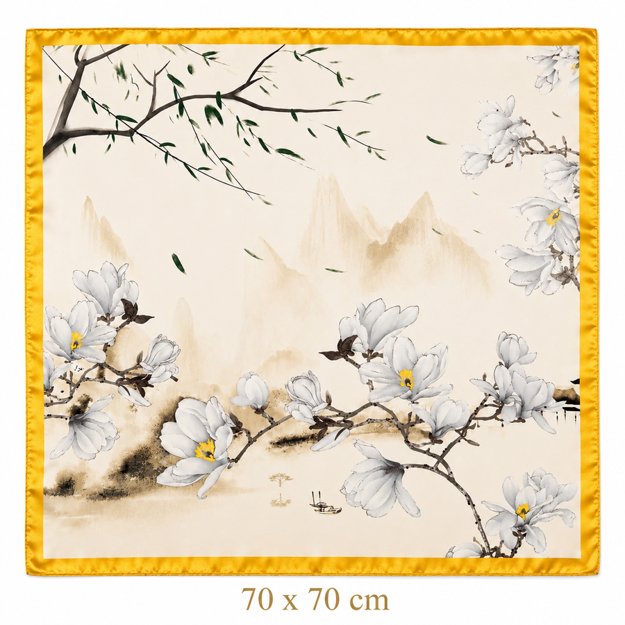 Magnolia Landscape Square Scarf Petit Détail Lebanon
