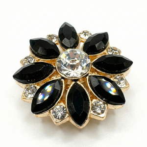 Crystal Flower Button Covers | Jewel-Tone Shirt Embellishments (2.5 cm)