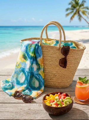 Blue Bloom Mousseline Beach Pareo – 145 × 175 cm
