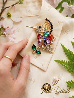 Rainbow Crystal Bird Brooch Petit Détail Lebanon