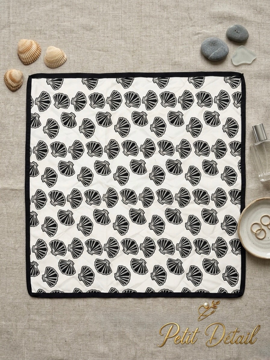 Black Seashell Square Scarf Petit Détail Lebanon