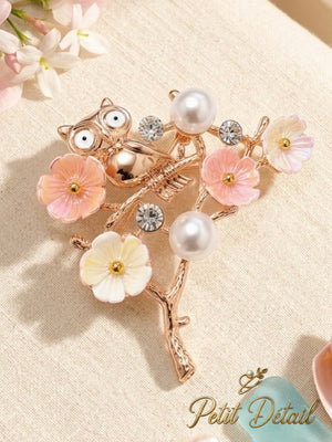 Pearl Owl Blossom Brooch Petit Détail Lebanon