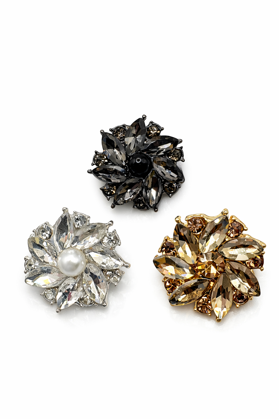 Crystal Flower Jewel Button (Sew-On) - 2.5 cm