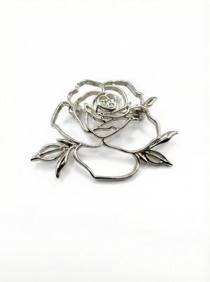Minimalist Hollow Rose Brooch – Gold & Silver