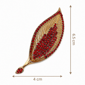 Leaf Crystal Brooch Red Petit Détail Lebanon