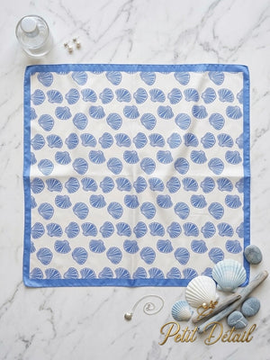 Blue Seashell Square Scarf Petit Détail Lebanon