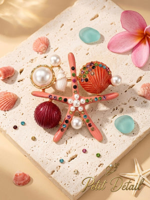 Pearl Starfish Shell Brooch Petit Détail Lebanon