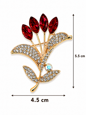 Crystal Tulip Bouquet Brooch Red Petit Détail Lebanon