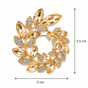 Crystal Laurel Wreath Brooch Gold Petit Détail Lebanon