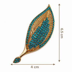 Leaf Crystal Brooch Blue Petit Détail Lebanon